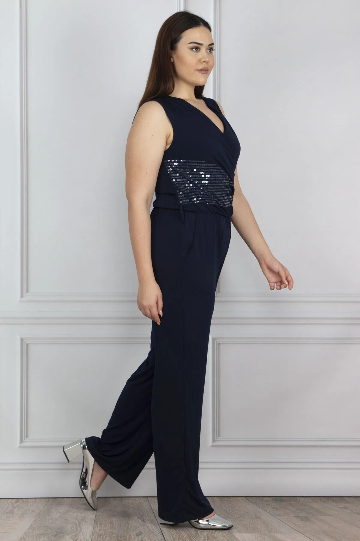 16147 Sequin Detail Knitted Jumpsuit