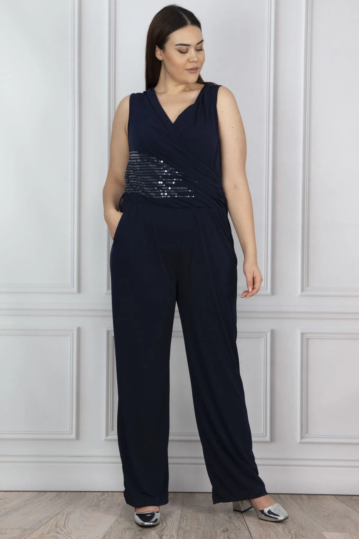 16147 Sequin Detail Knitted Jumpsuit