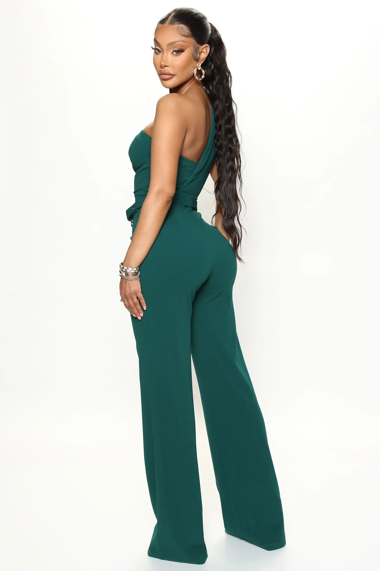 Abigail One Shoulder Jumpsuit - Hunter