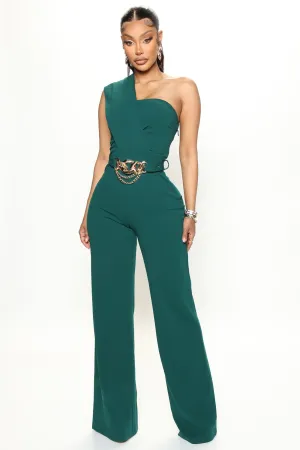 Abigail One Shoulder Jumpsuit - Hunter