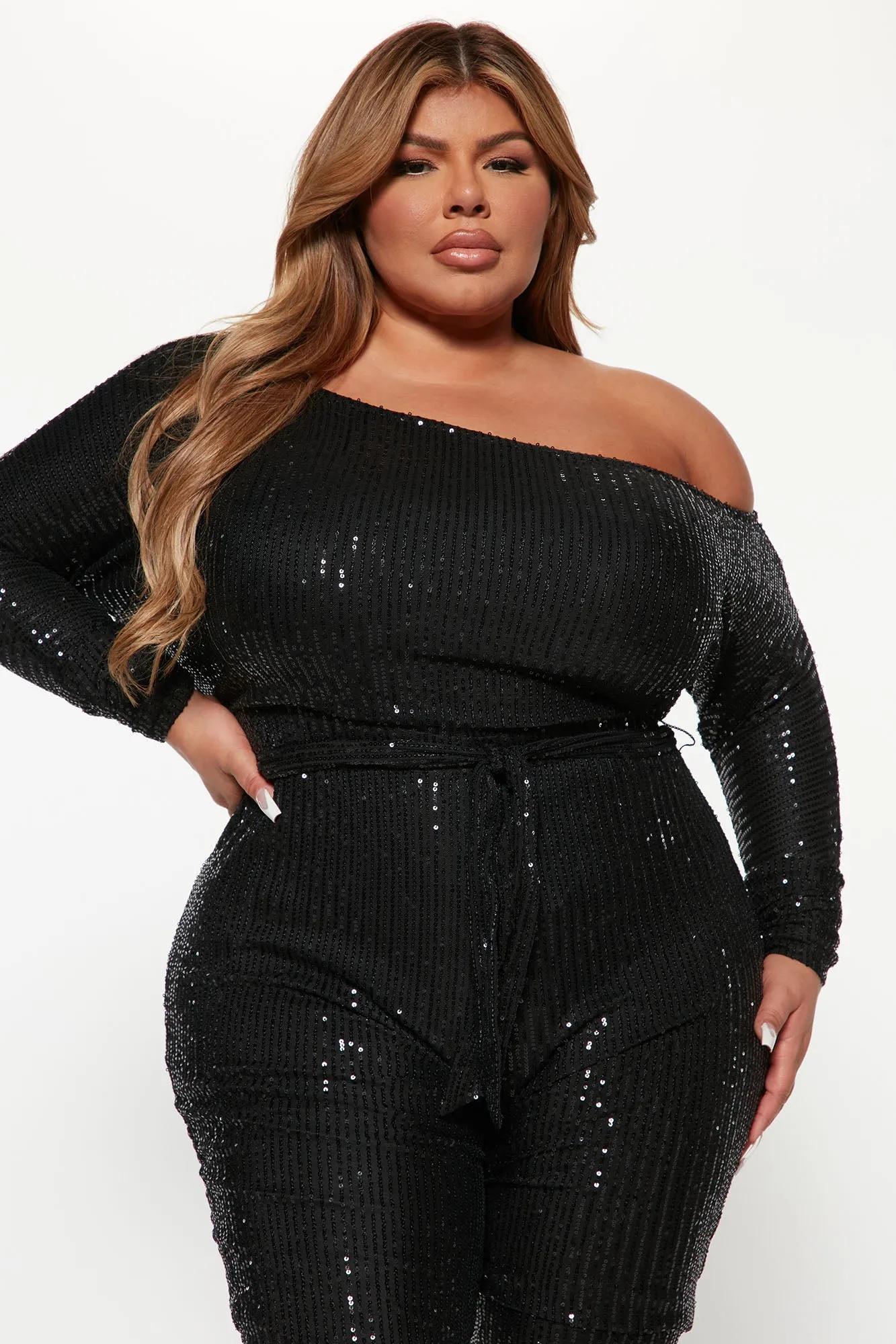 All Eyes On Me Sequin Jumpsuit - Black
