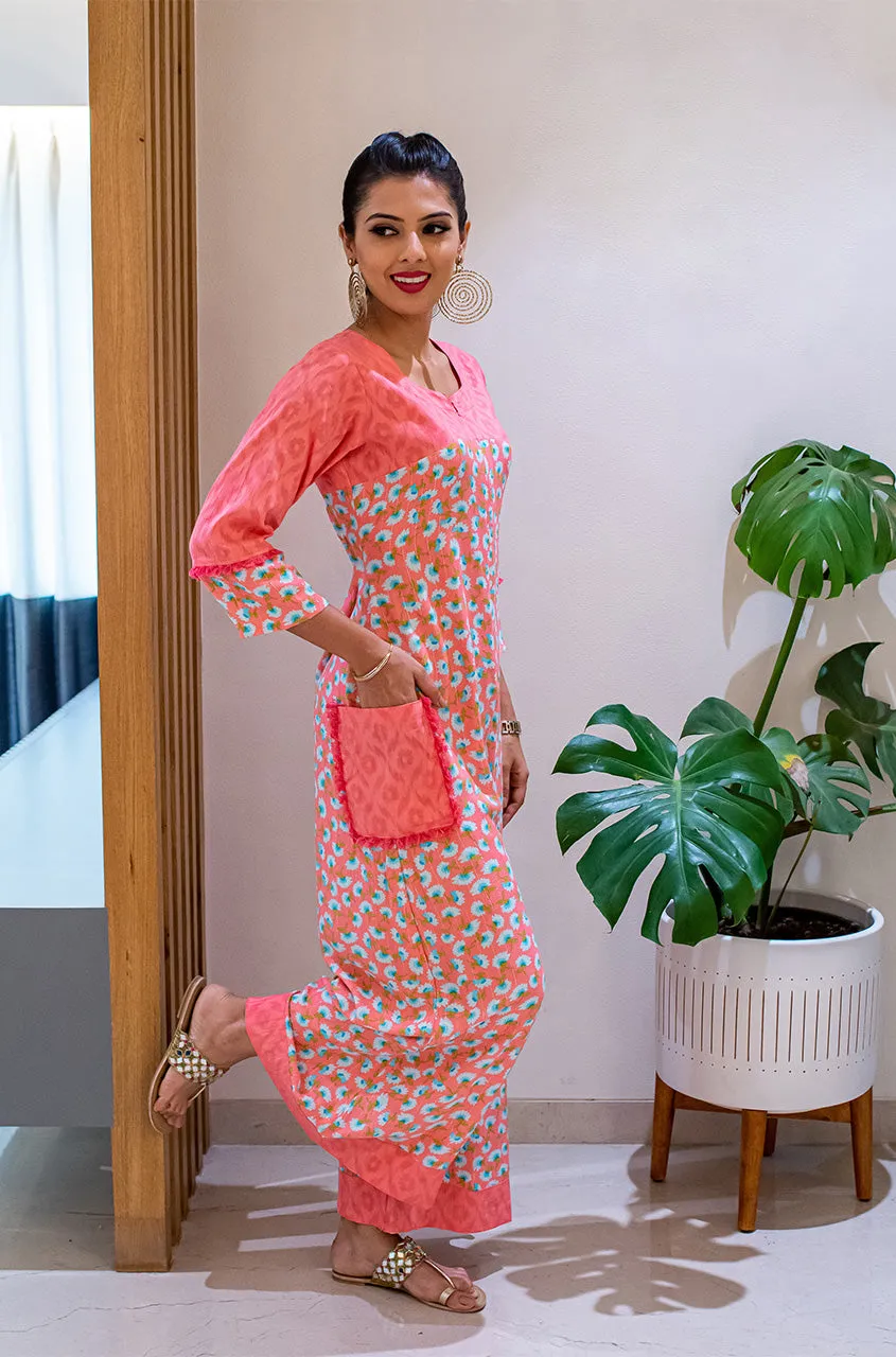 ALLOY- Pink Floral Jumpsuit With Side Patch Pocket.