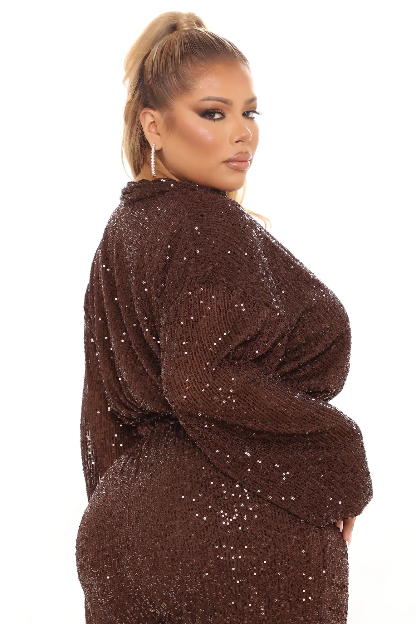 Angela Sequin Jumpsuit - Brown