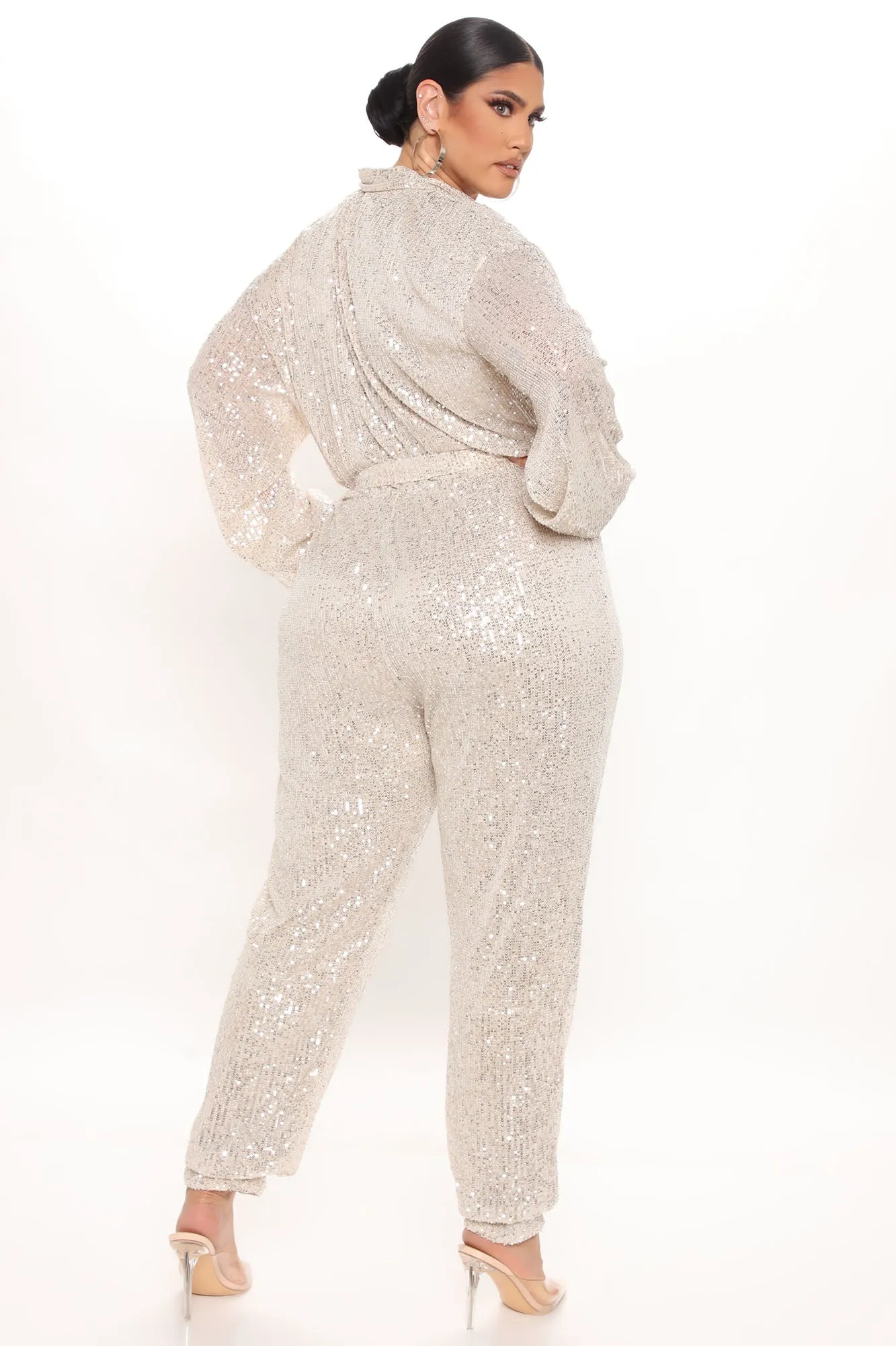 Angela Sequin Jumpsuit - Silver