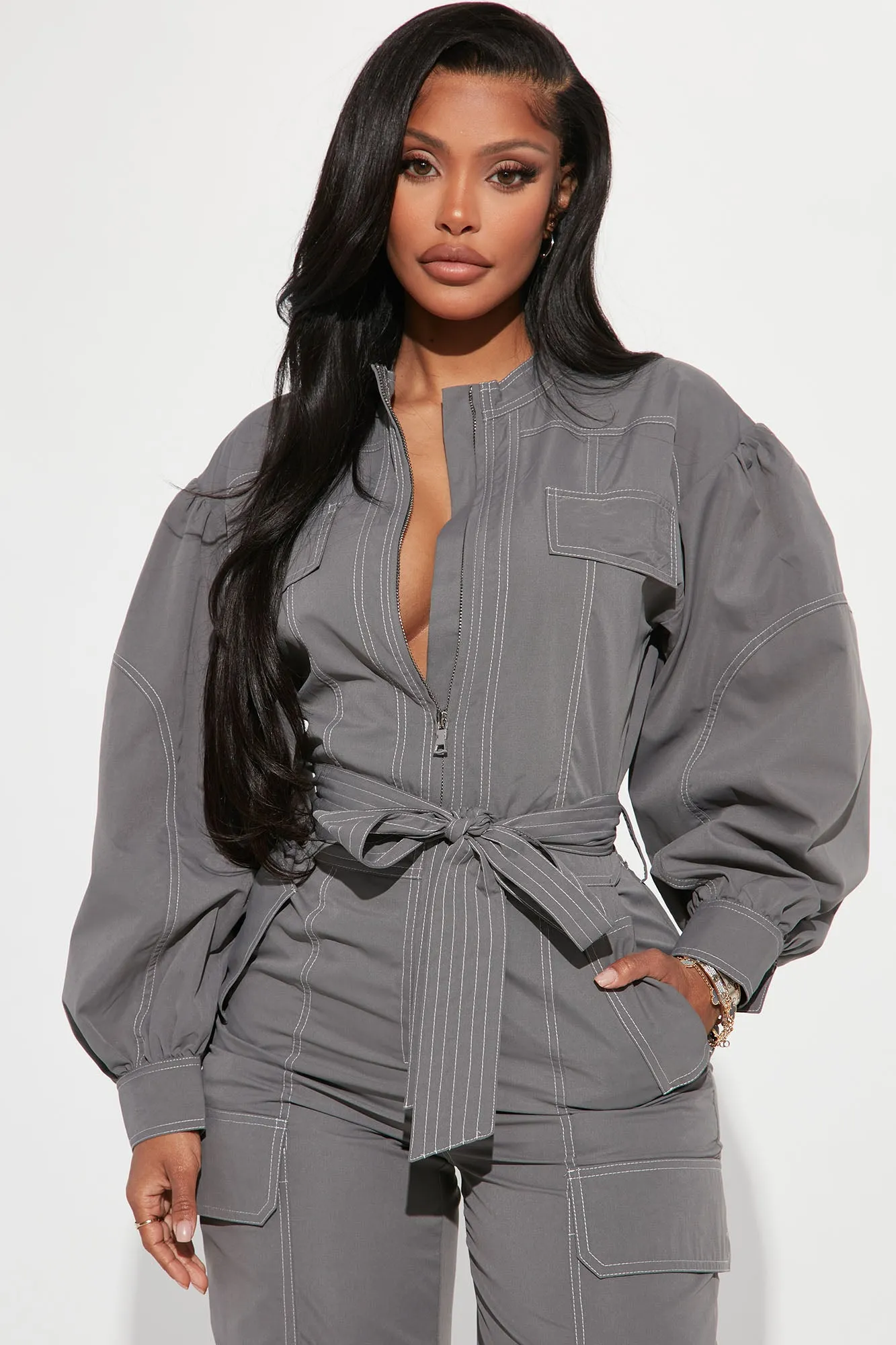 Aria Utility Jumpsuit - Grey