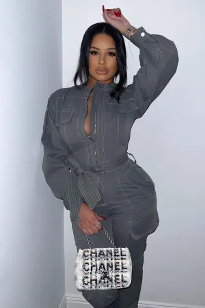 Aria Utility Jumpsuit - Grey