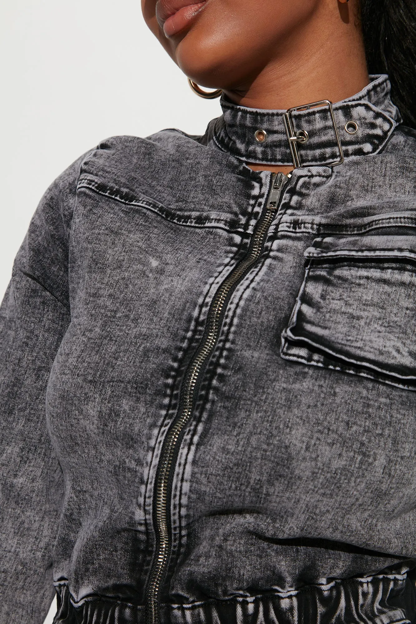 Arielle Acid Wash Jumpsuit - Black Wash