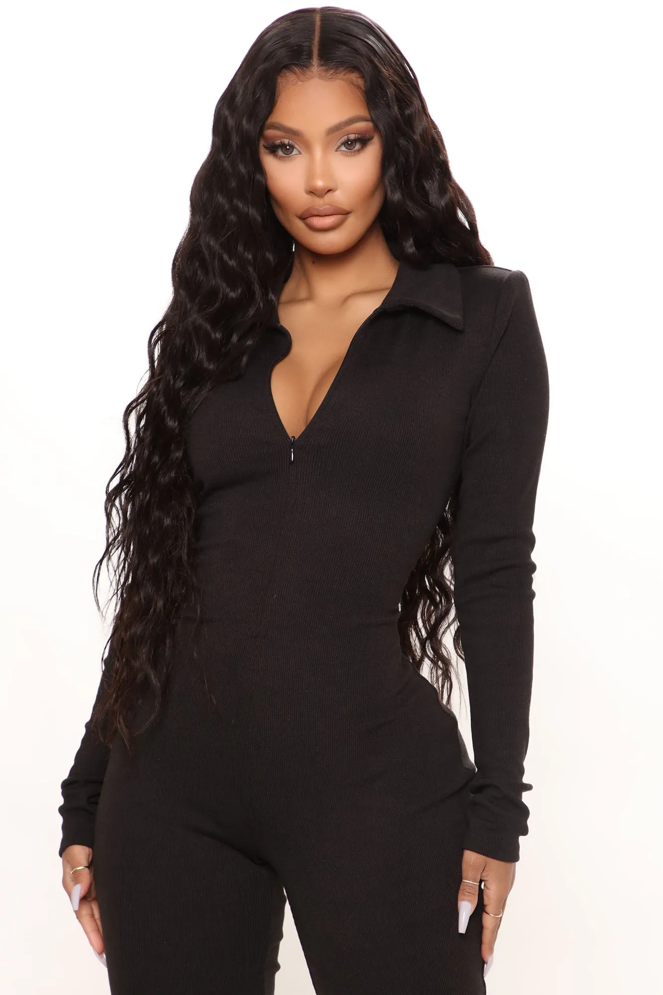 Ashley Rib Jumpsuit - Black