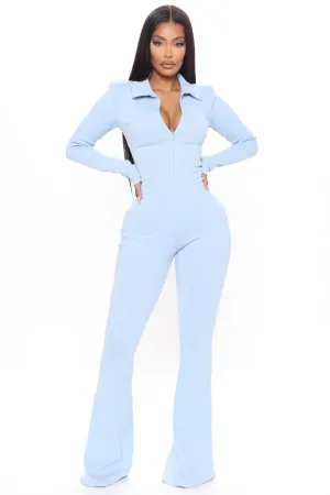 Ashley Rib Jumpsuit - Light Blue