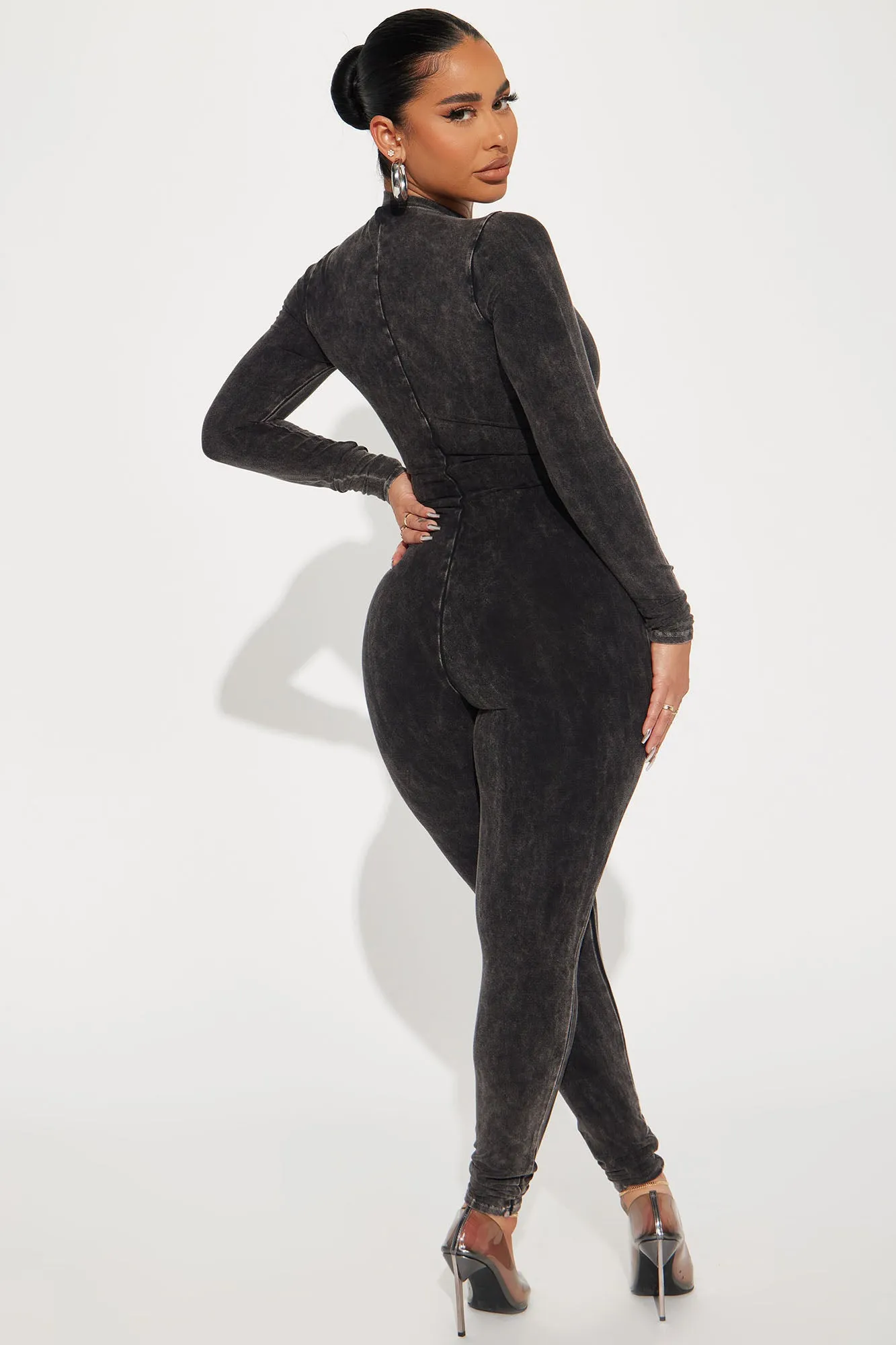 Aubrey Mineral Wash Jumpsuit - Charcoal
