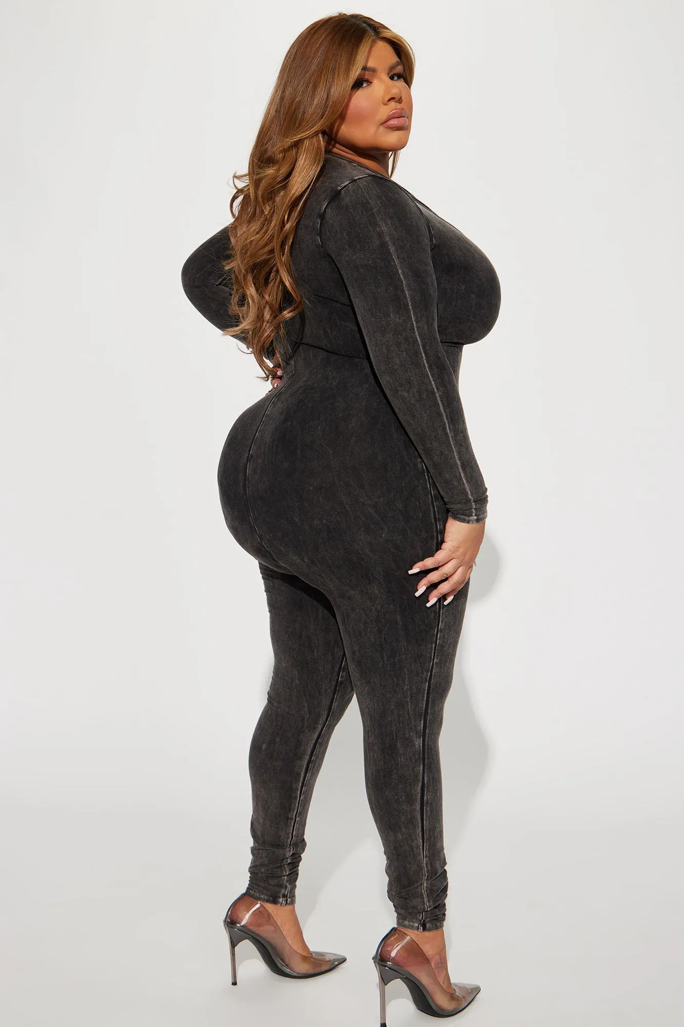 Aubrey Mineral Wash Jumpsuit - Charcoal