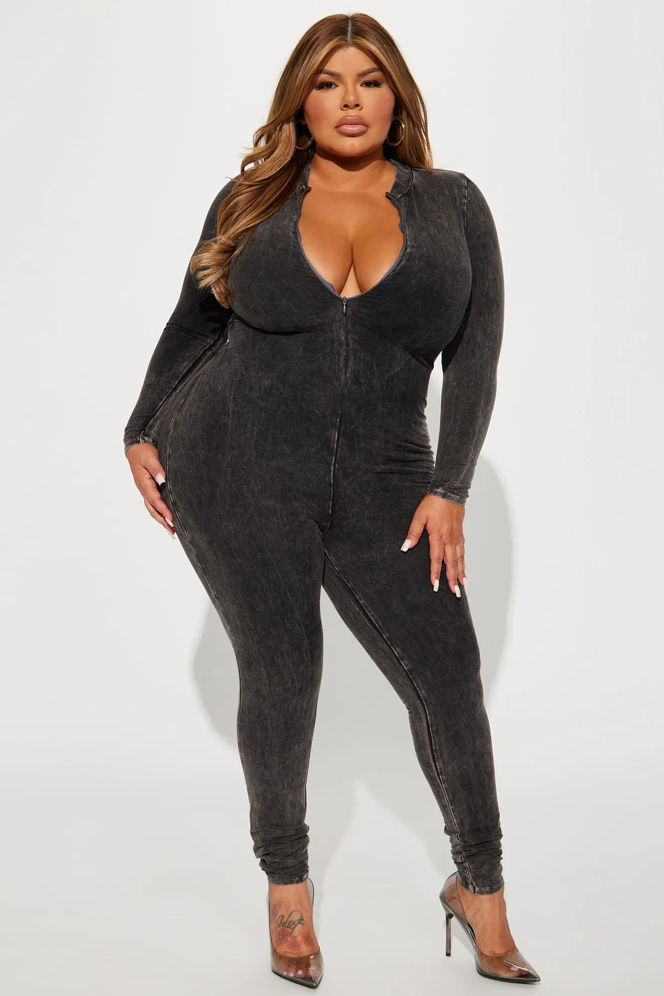 Aubrey Mineral Wash Jumpsuit - Charcoal