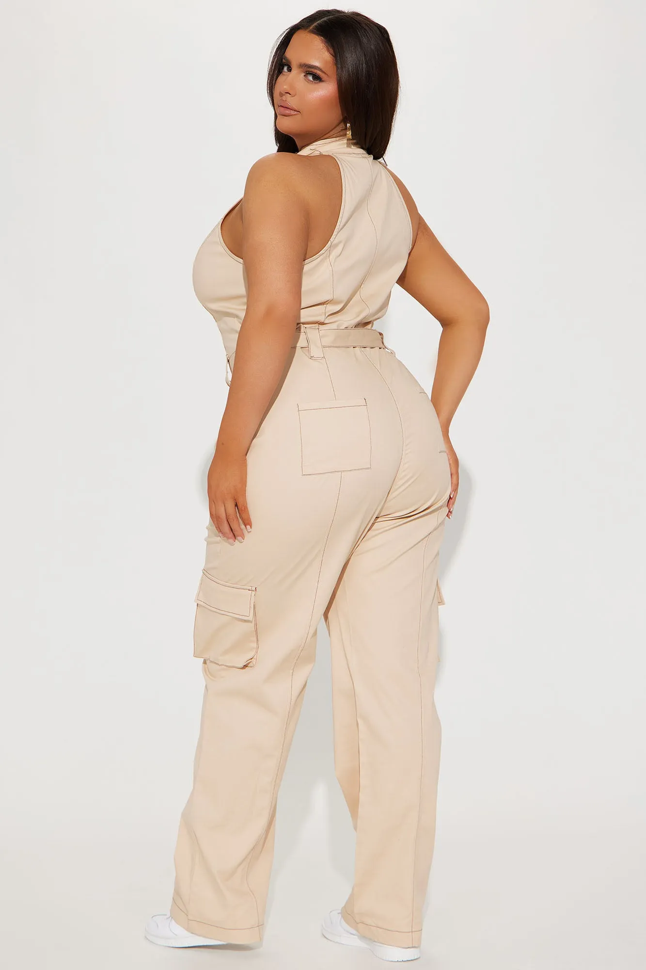 Back At It Cargo Jumpsuit - Khaki