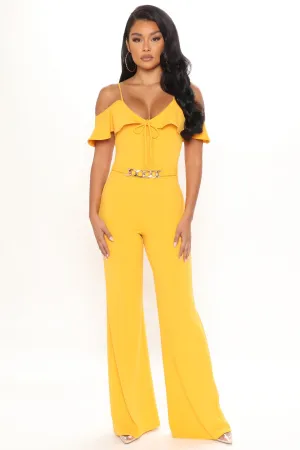 Back In The Groove Jumpsuit - Gold