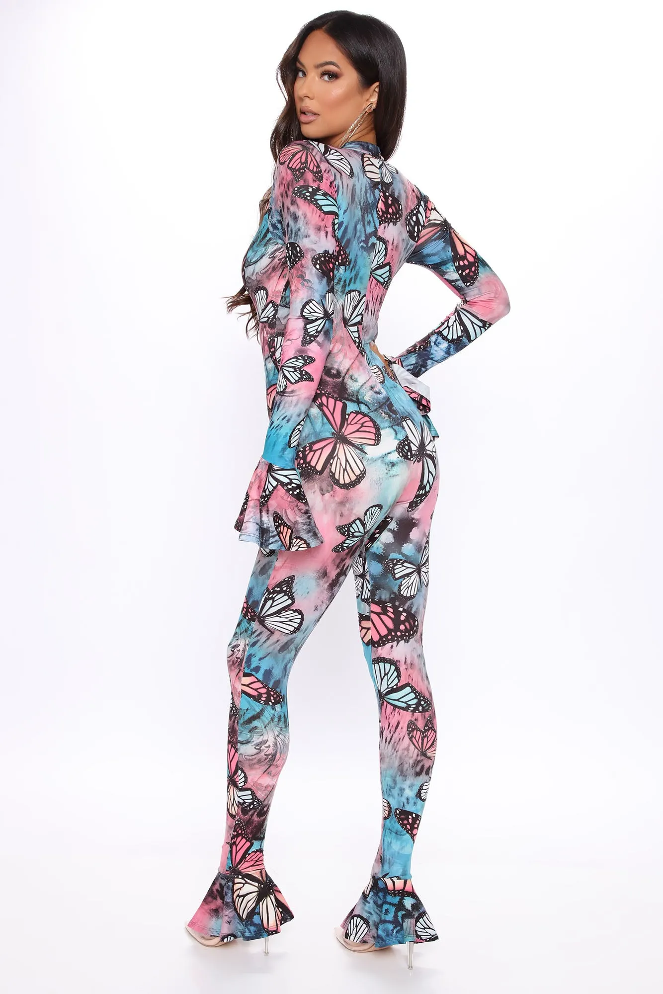 Bad Butterfly Babe Long Sleeve Jumpsuit - Black/combo