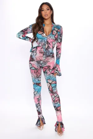 Bad Butterfly Babe Long Sleeve Jumpsuit - Black/combo