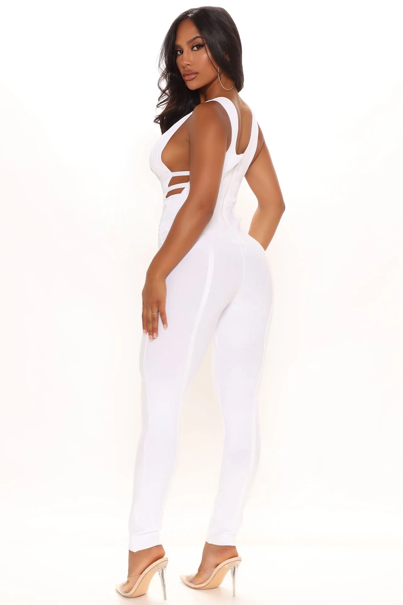 Baddie Bandage Jumpsuit - White