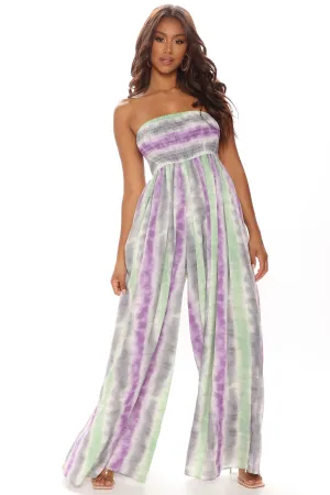Beach Brunch Tie Dye Jumpsuit - Purple/combo