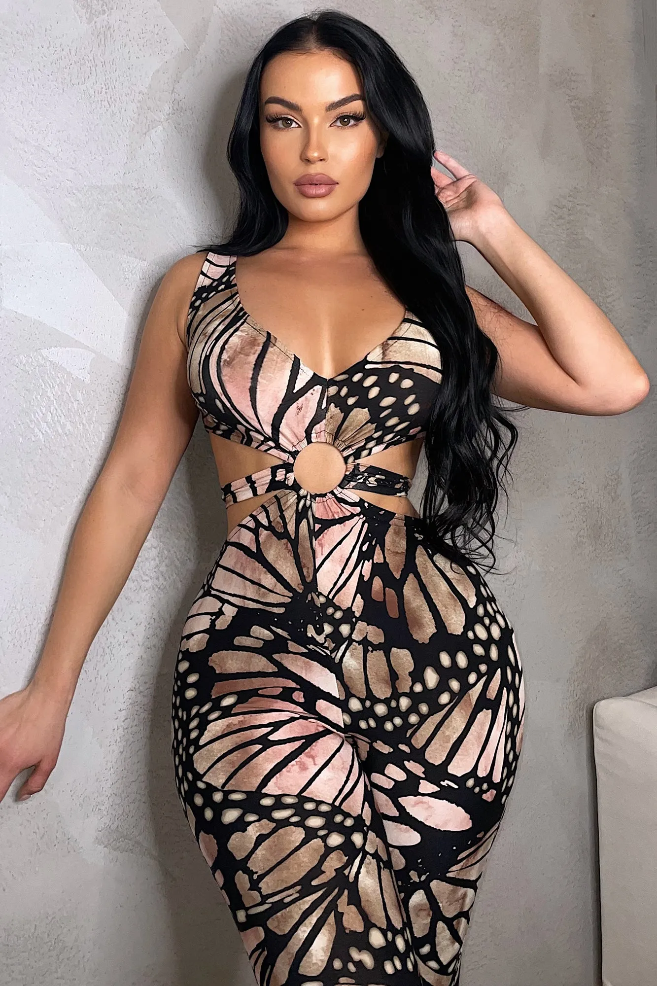 Beautiful Butterfly Jumpsuit - Black/Pink