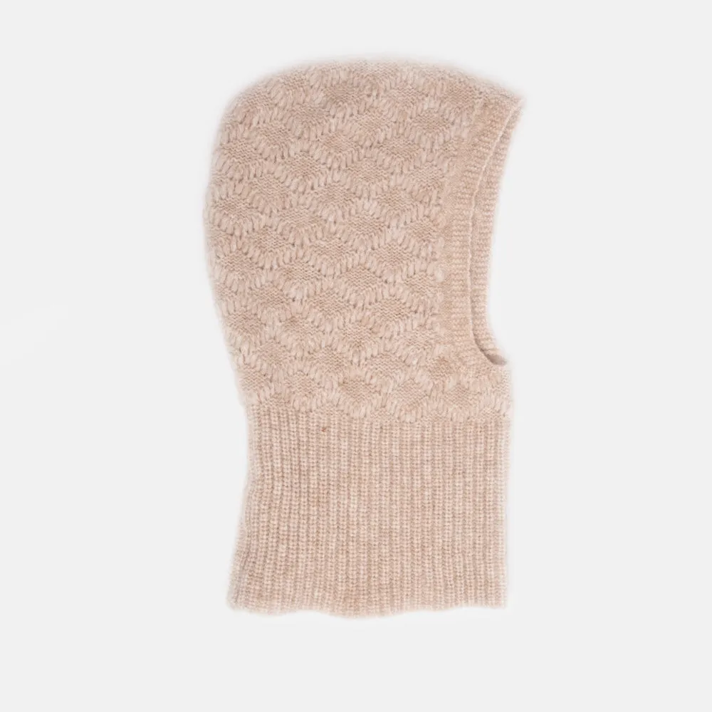 Beige Cable Knit Balaclava Hood