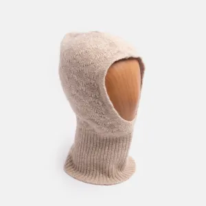 Beige Cable Knit Balaclava Hood