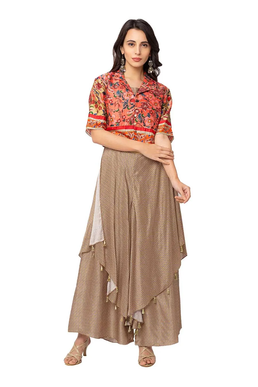 Beige Jumpsuit & Short Jacket Co-Ord Set