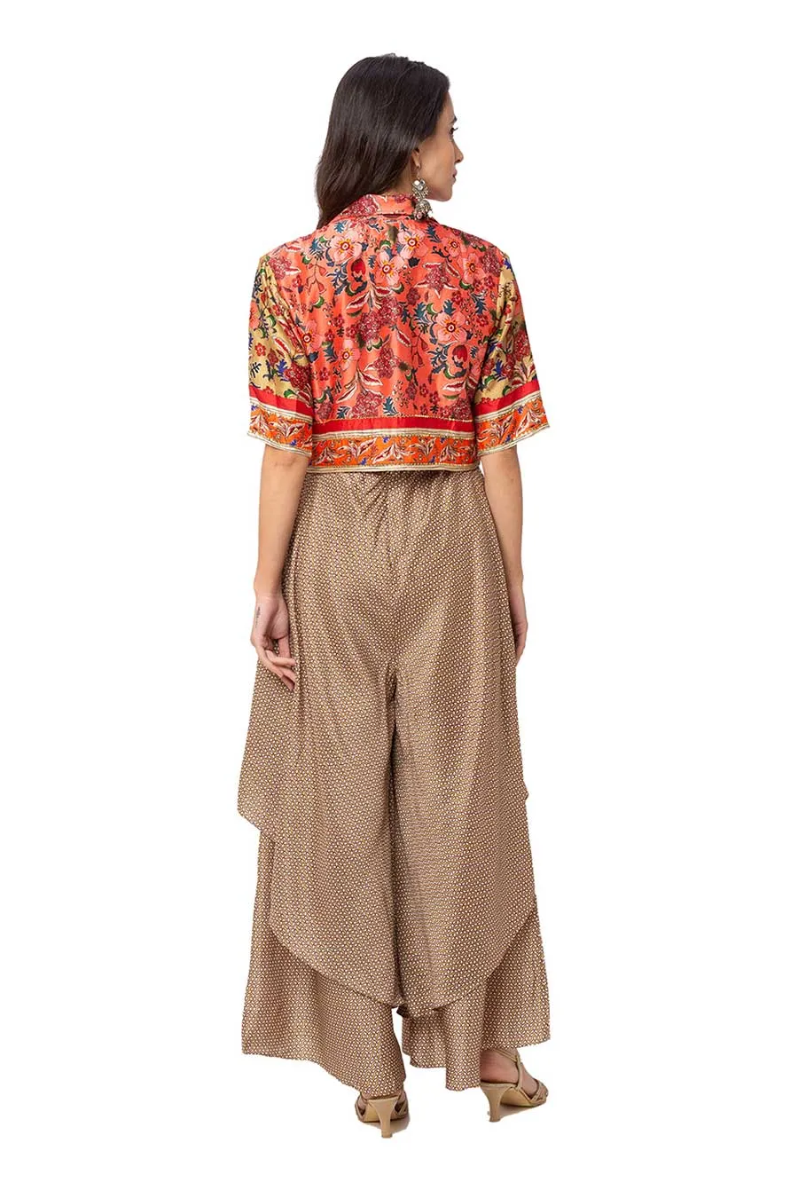 Beige Jumpsuit & Short Jacket Co-Ord Set