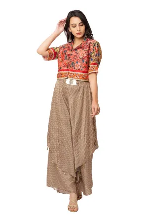 Beige Jumpsuit & Short Jacket Co-Ord Set