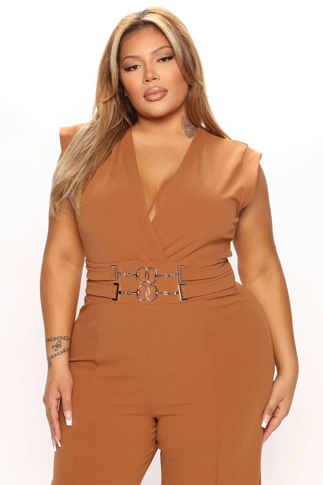 Bianca Chain Jumpsuit - Cognac