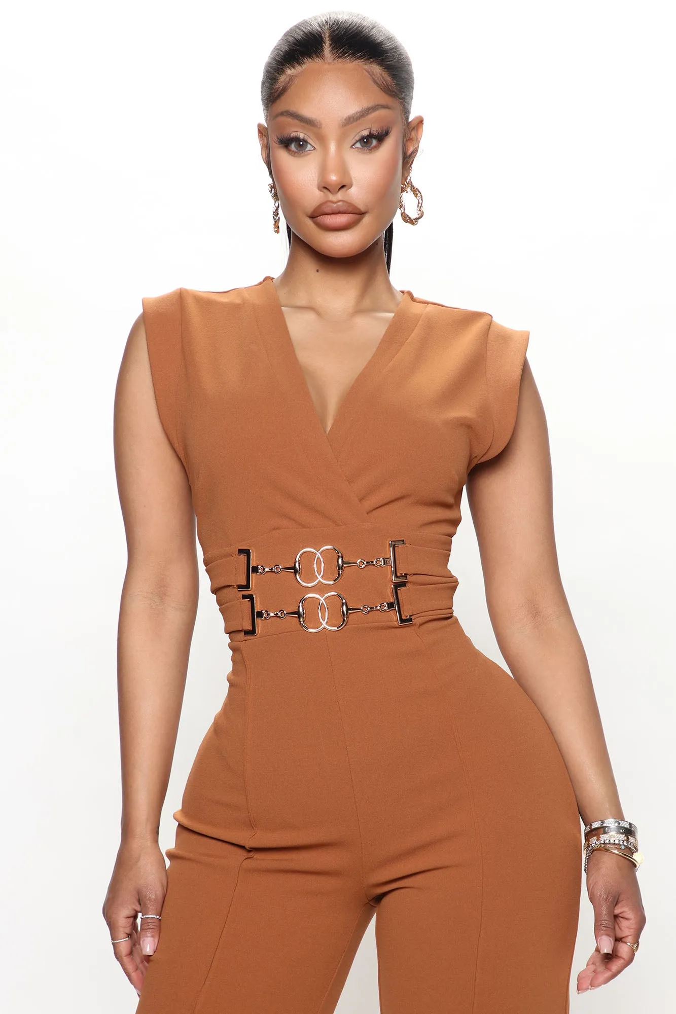 Bianca Chain Jumpsuit - Cognac