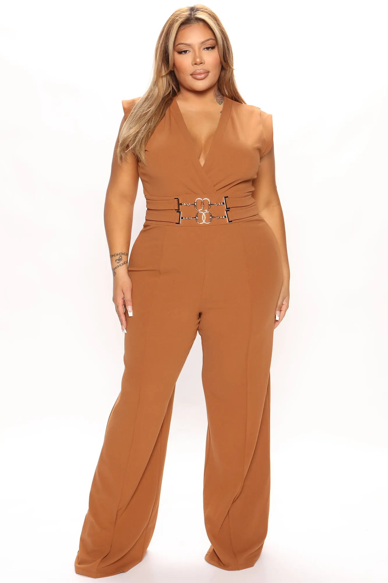 Bianca Chain Jumpsuit - Cognac