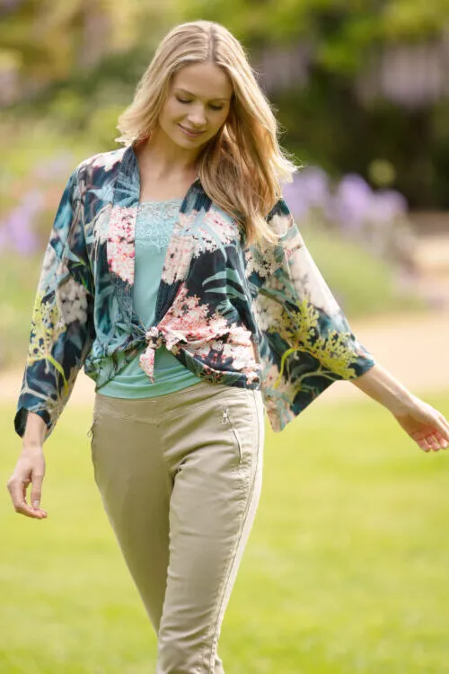 Black Lace Kimono Willow Green