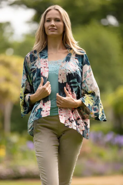 Black Lace Kimono Willow Green