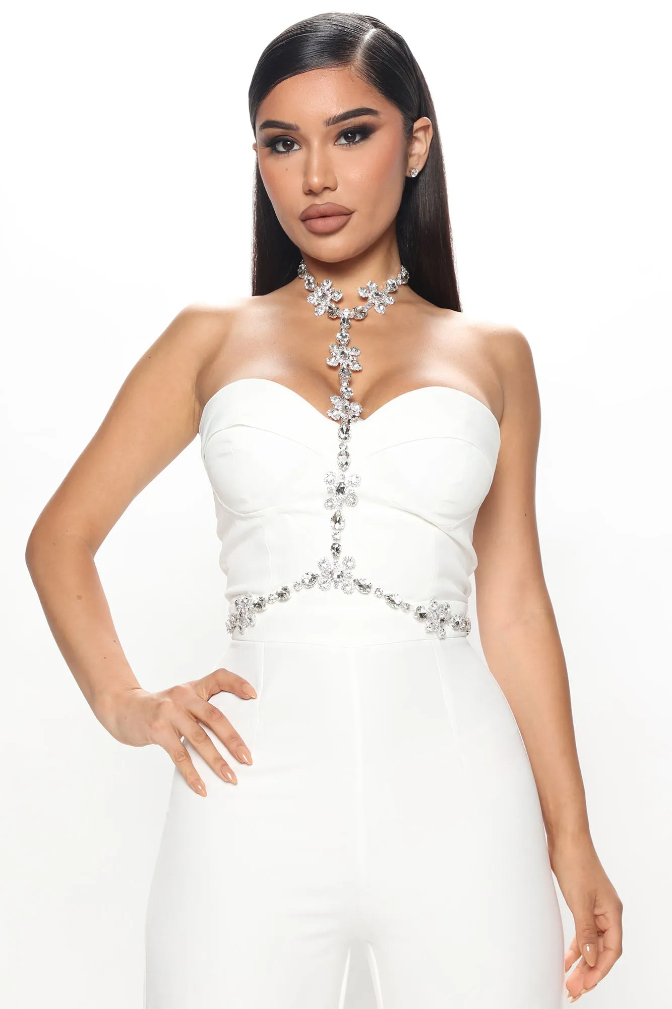 Blake Embellished Jumpsuit - White