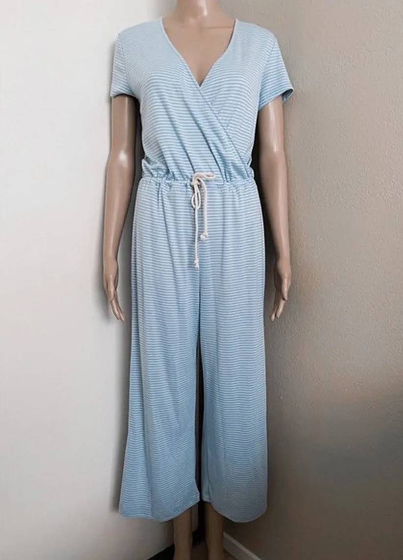 Blue Pinstripe Jumpsuit