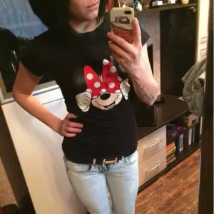 Brand New Summer Harajuku T-Shirts Women Short Sleeve Mouse Print Female T Shirt Woman O-neck Punk Tee Tops Casual Clothing