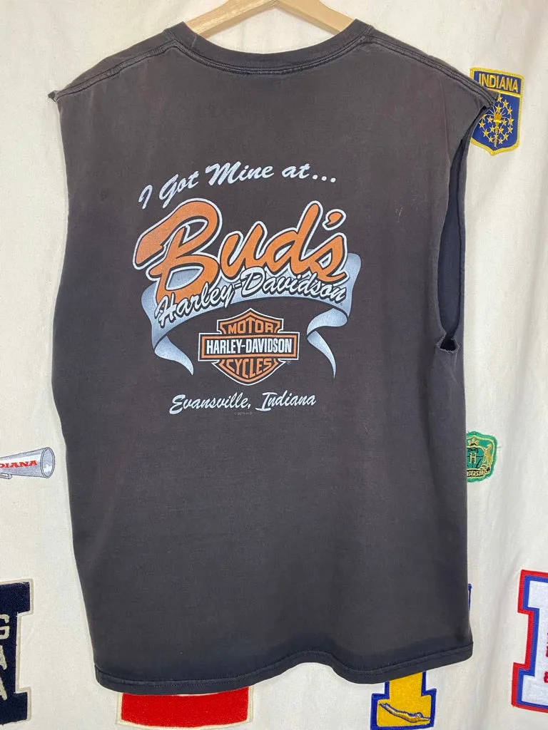 Bud's Harley-Davidson Cutoff Sleeveless T-Shirt: L/XL