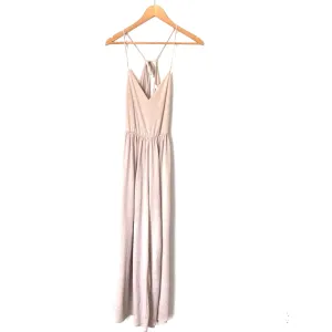 Carly Jean Taupe Adjustable Strap Wide Leg Jumpsuit- Size S