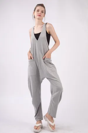 Casual Loose Fit Solid Knit Baggy Jumpsuit