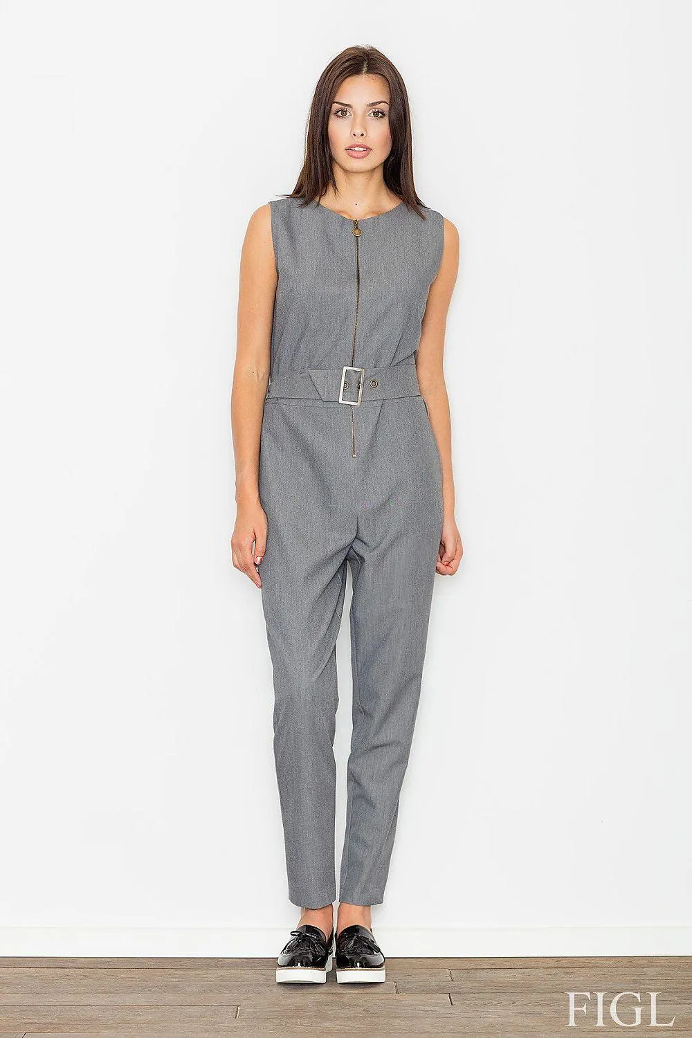 Chic Sleeveless Zipper Jumpsuit with Defined Waist
