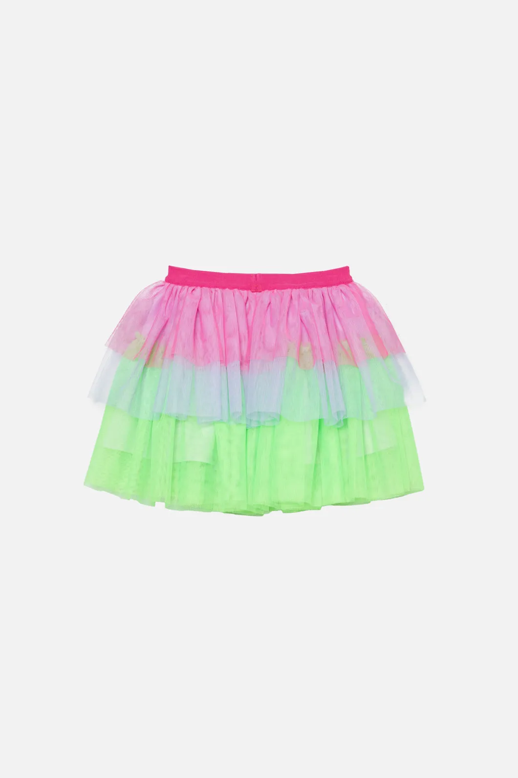 Colour Block Kids Mesh Layered Skirt