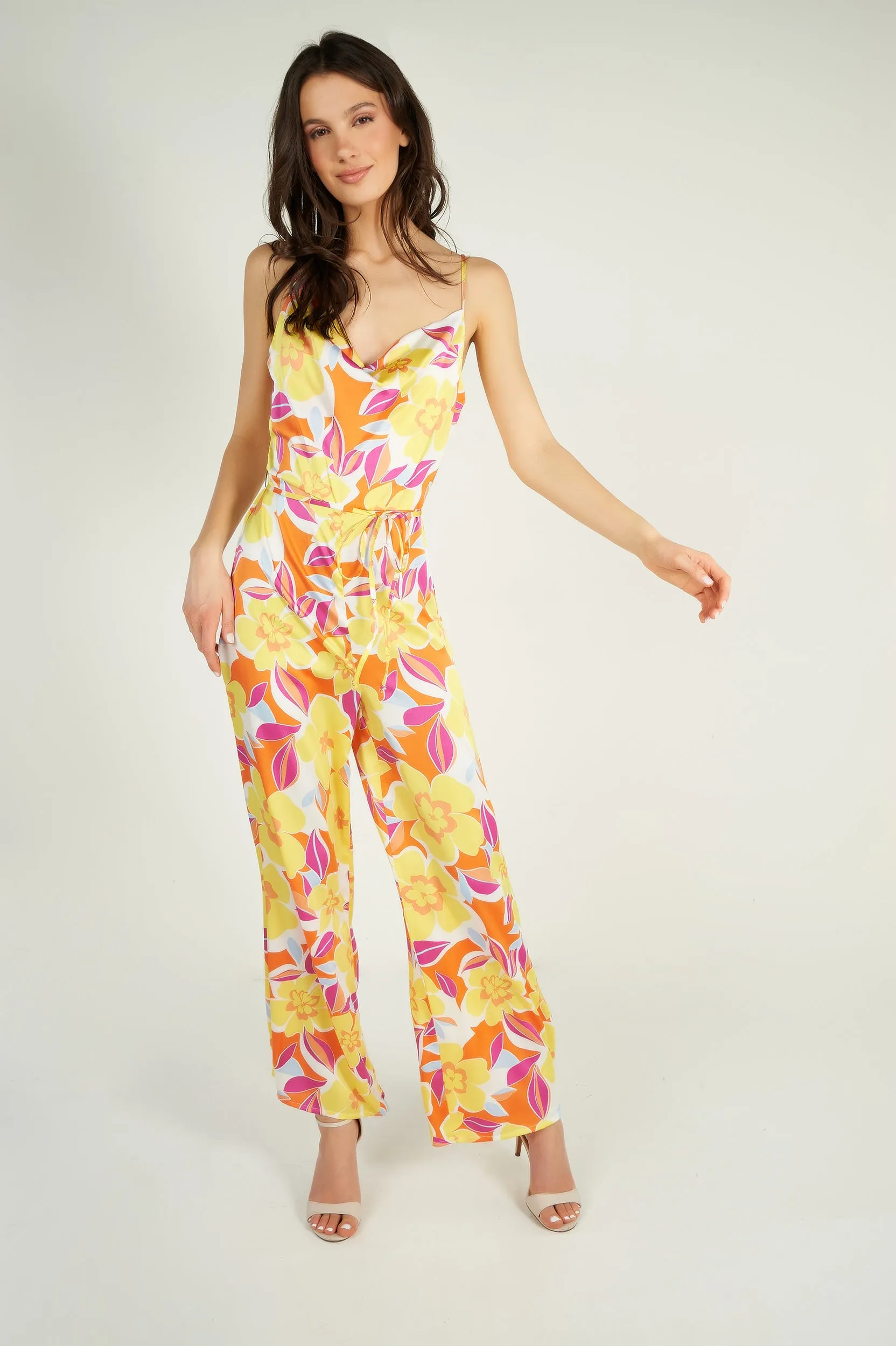 Combinaison fleurie en satin - MAGALI - (R-C11)