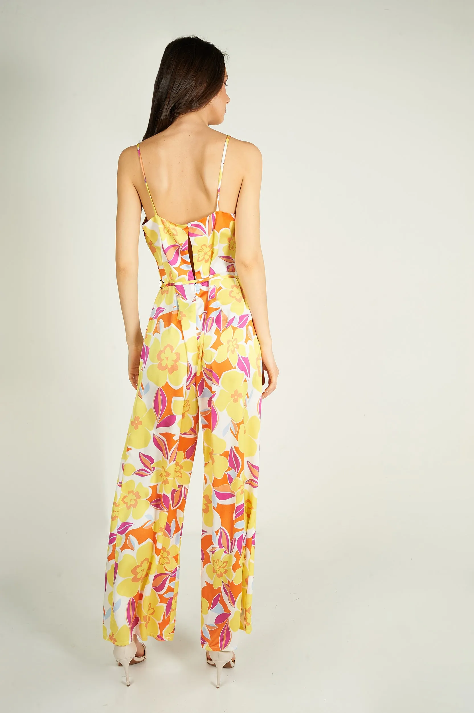 Combinaison fleurie en satin - MAGALI - (R-C11)