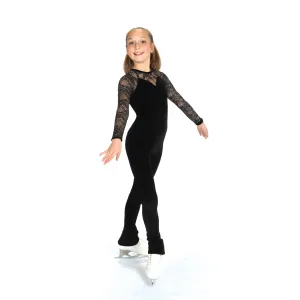 Competition Figure Skating Black Glitter Lace 1-Piece