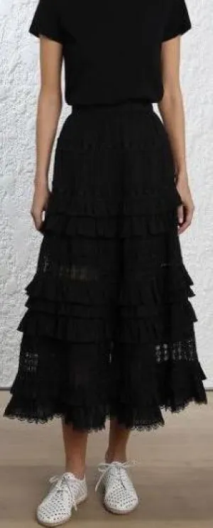 Corsair Layered Frill Skirt, Black