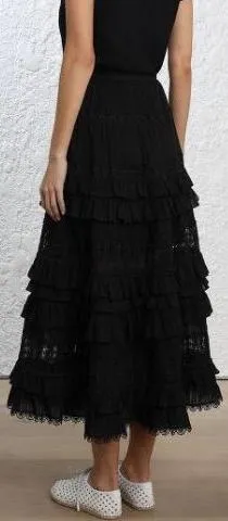 Corsair Layered Frill Skirt, Black