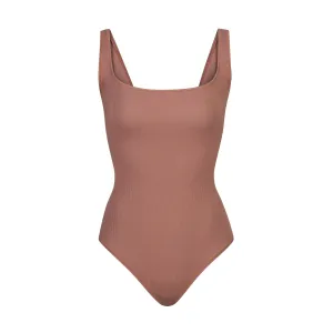 COTTON RIB BODYSUIT | ROSE CLAY