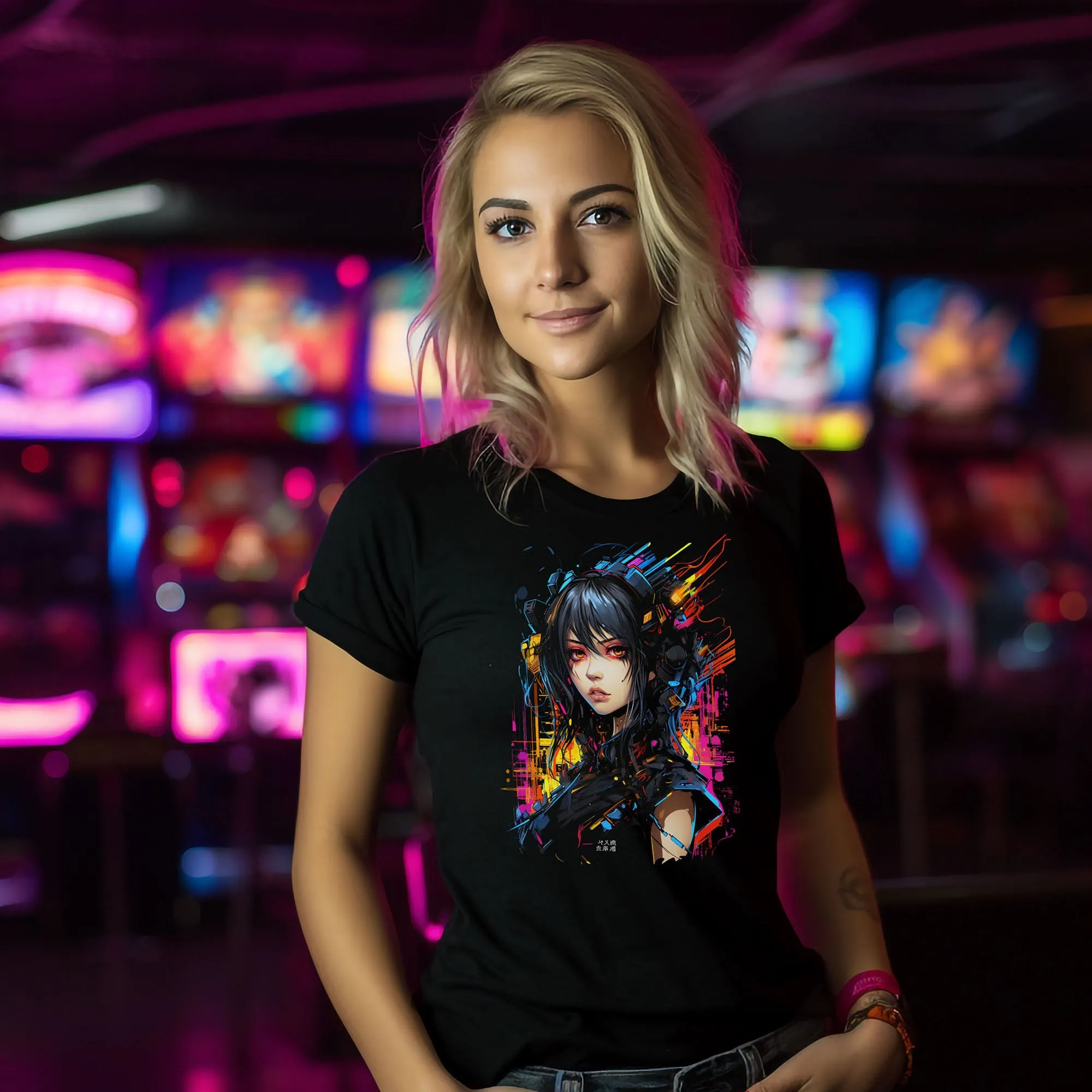 Cyberpunk Anime Girl  | Cyberpunk T-Shirt für Frauen