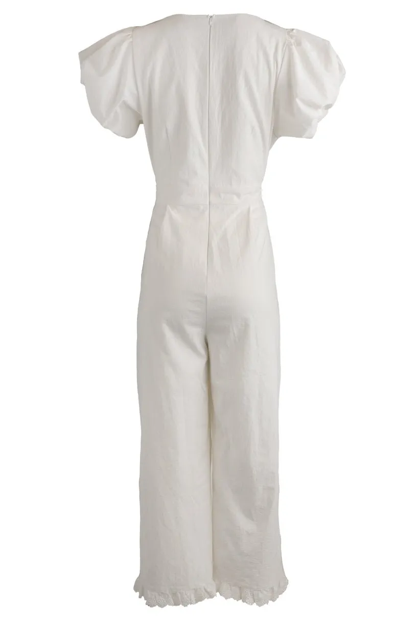 Dahlia Jumpsuit in White - FINAL SALE