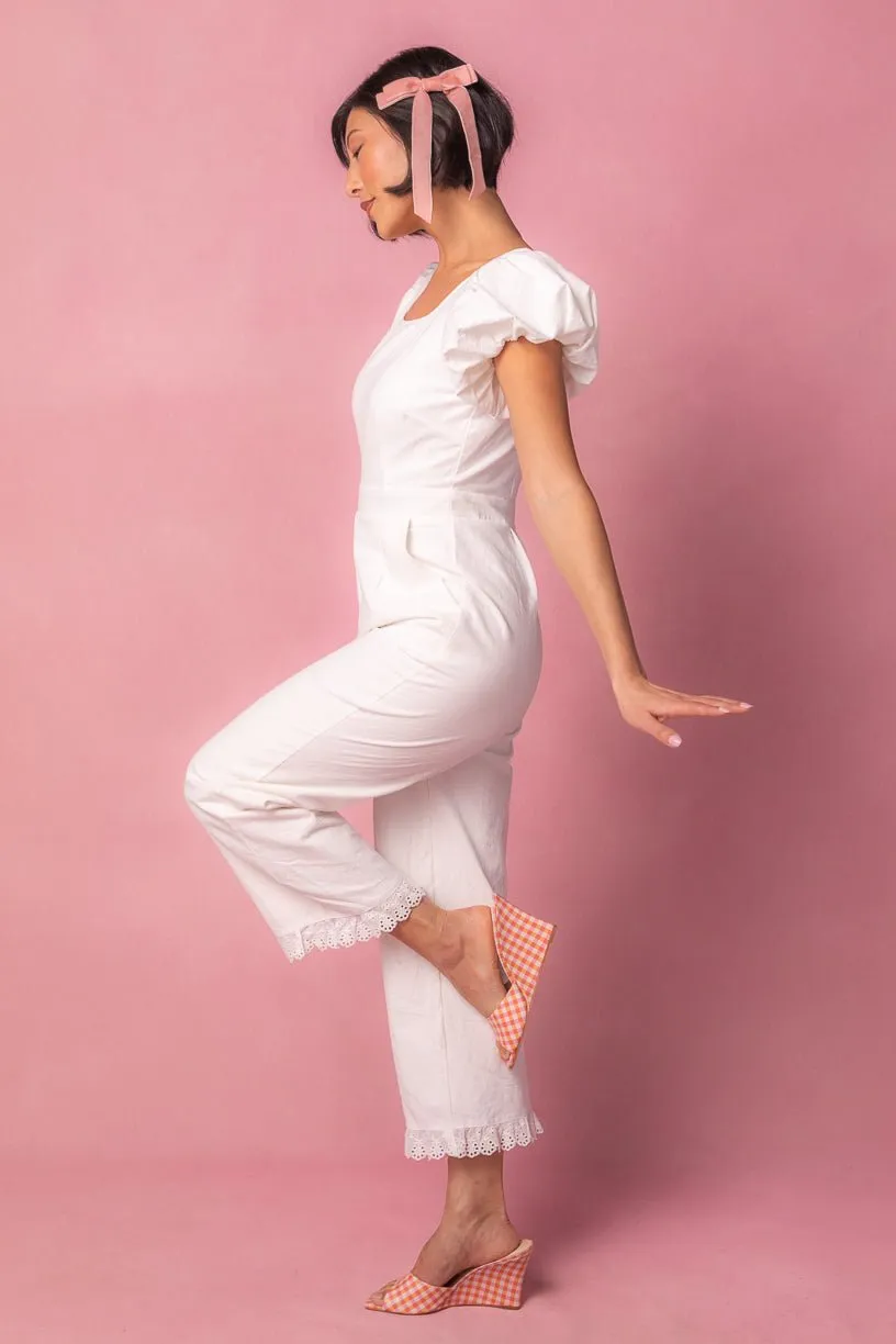 Dahlia Jumpsuit in White - FINAL SALE
